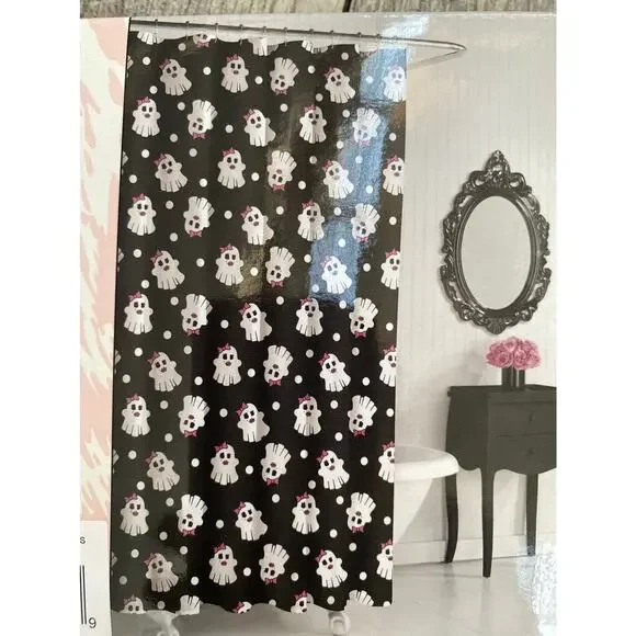Pink Bow Ghosts Shower Curtain by Betsey Johnson 72x72 | Halloween - Picture 2 of 4